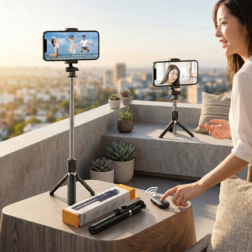 4-in-1 Selfie Stick with LED Fill Light, Tripod & Bluetooth Remote – All Phones